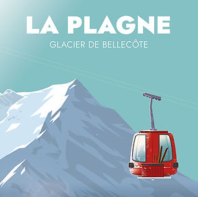Focus sur l'affiche de la Plagne – Détail télécabine