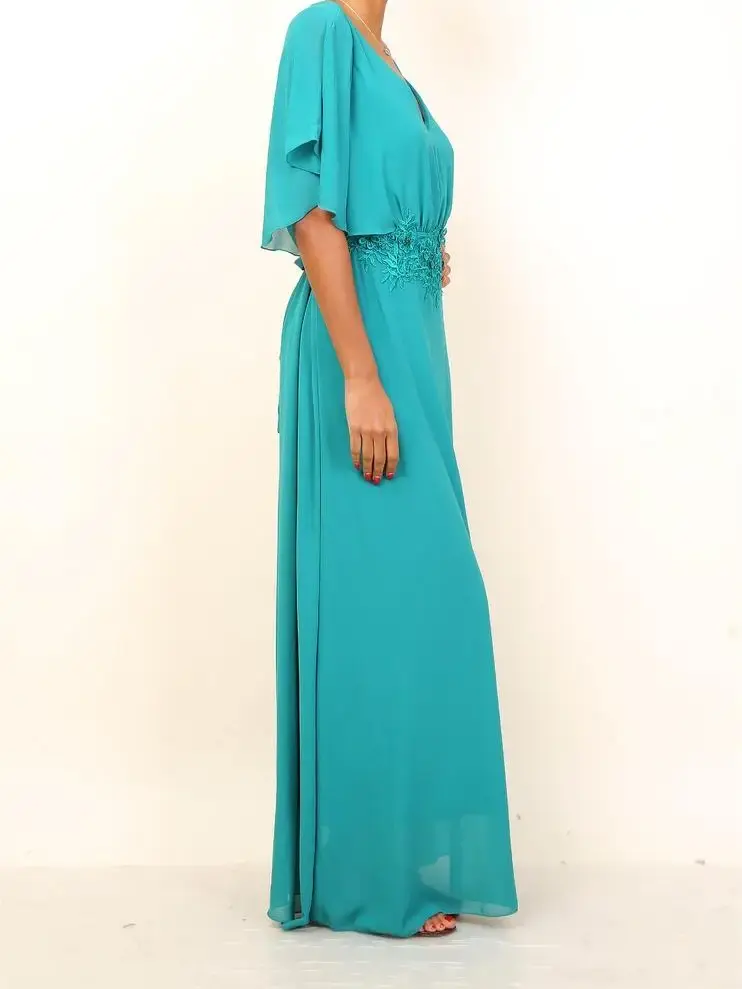 Thumbnail: Teal one size gown, perfect for a cruise holiday, gala dinner  or social event, fits size 10-16, hidden elasticated waist