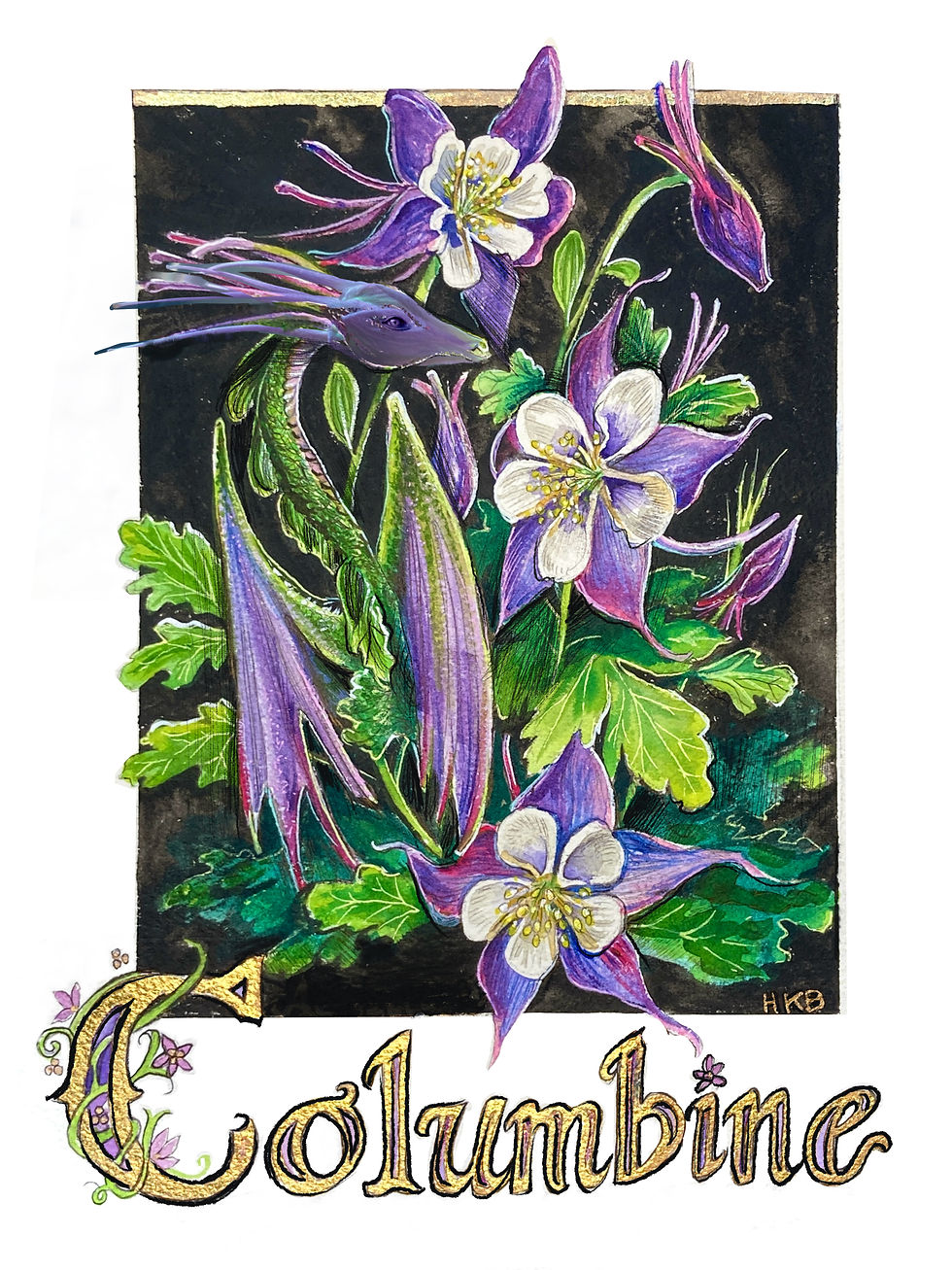 Gilded “Columbine” Giclee