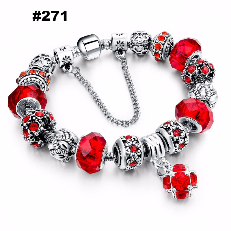 Thumbnail: European/Tibetan Silver Blue Crystal Bracelet