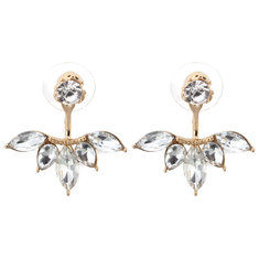 925 Silver Needle Leaves Cubic Zircon Crystal Stud