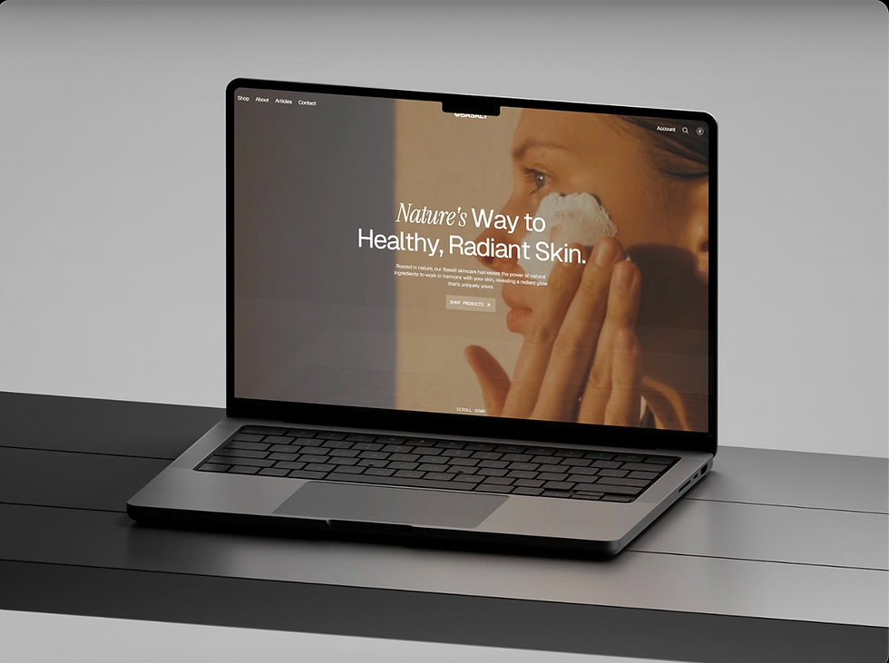 Laptop displaying "Nature's Way to Healthy, Radiant Skin"