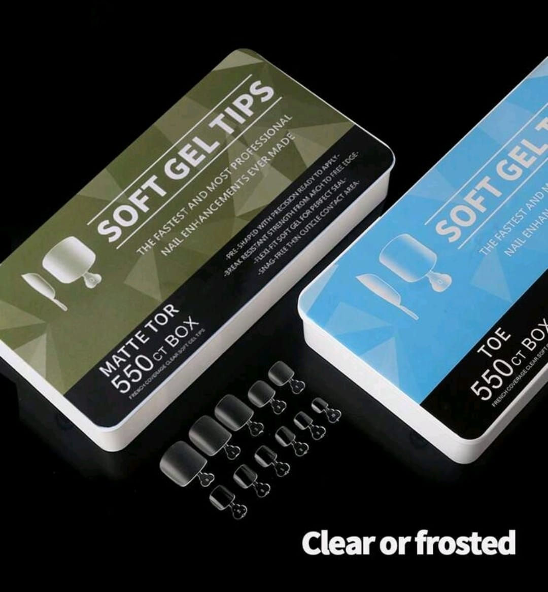 550Pcs Short Square Toenail Soft Gel Tips Box Set