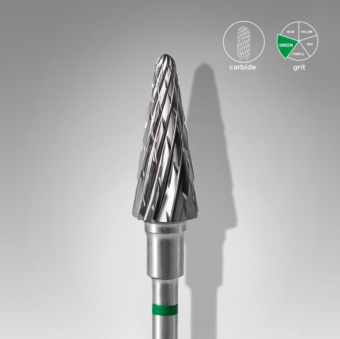 Staleks - Carbide nail drill bit “Cone” Green head diameter 6 mm / 14 mm