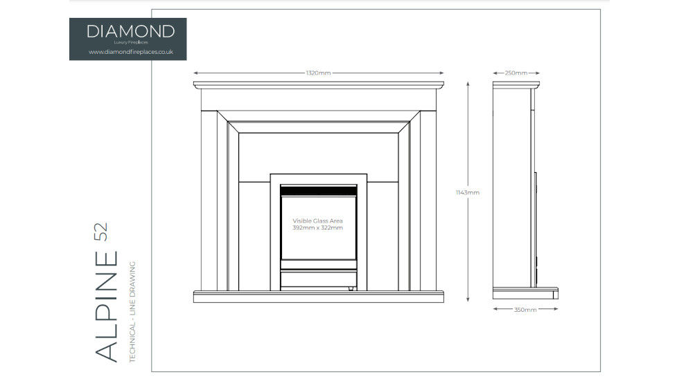 Thumbnail: Diamond Fireplaces ALPINE Electric Fireplace Suite