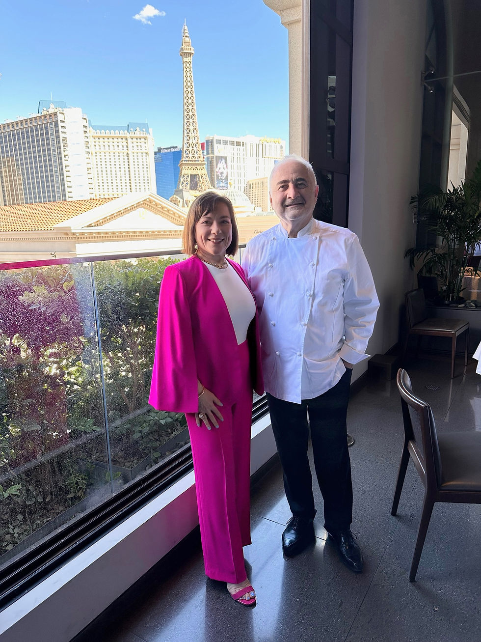 Isabelle Karamooz with Michelin-Star Chef Guy Savoy