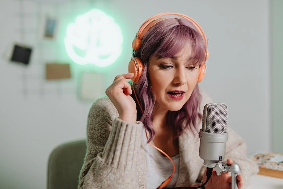 woman microphone recording sound effects voice