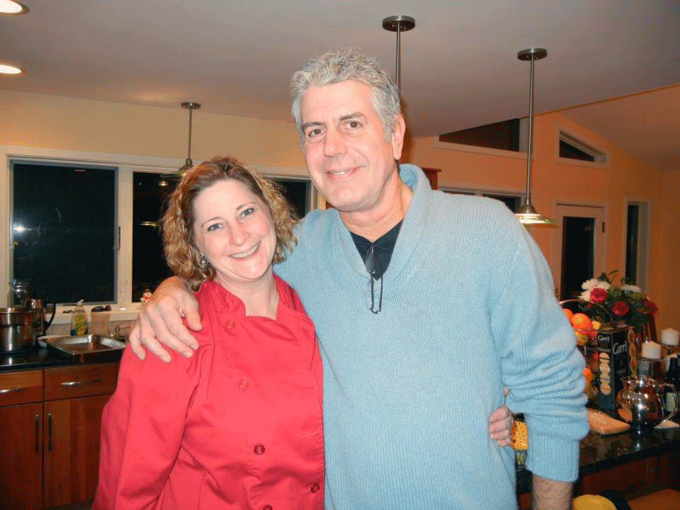 Chef Lise Jaeger with Anthony Bourdain.g