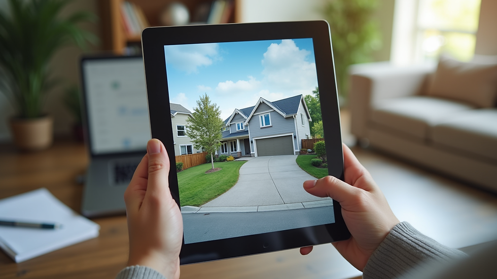Close-up view of a tablet displaying rental property management app