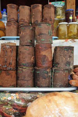 Cheese in bark containers