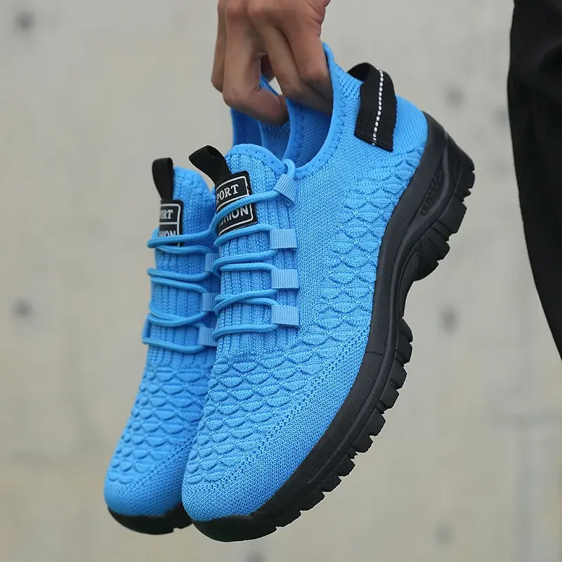 Thumbnail: Men's Bright Yellow Outdoor Sneakers Breathable Mesh Construction Shock