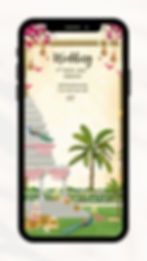 Traditional Bengali Hindu Wedding Invitation Card with Temple Décor, Banana Trees, Floral Garlands and Peacocks