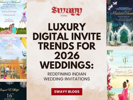 Explore the top luxury digital invite trends for 2026 weddings. From cinematic video invites to personalised Hindu wedding e invites, discover how premium digital invites are transforming Indian wedding celebrations.