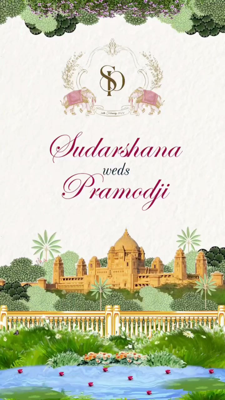 Thumbnail: Rajasthani Palace Reception Invitation with Folk Musicians & Peacock Motif