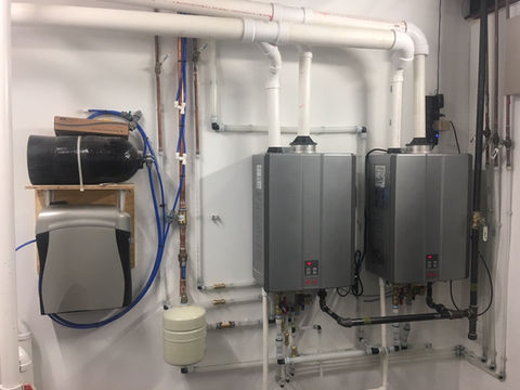 Commercial installation of tankless water heater system