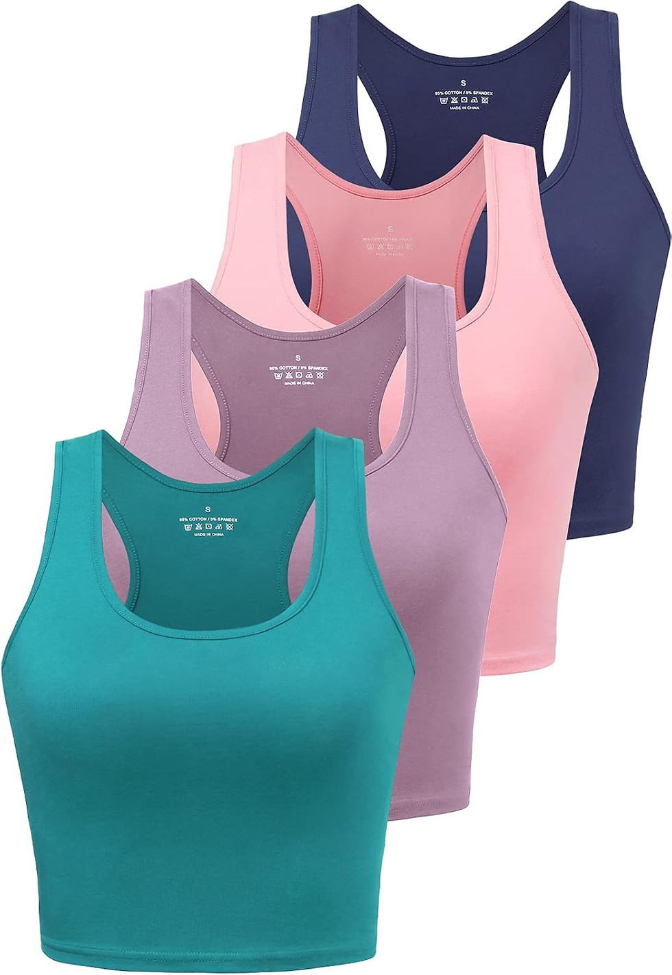 Thumbnail: Cotton Workout Crop Tank Top for Women Racerback Yoga Tank Tops Athletic Sports