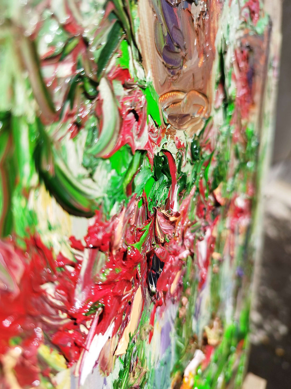 Thumbnail: 'Bonfire and Pendula Begonias' Original Oil Painting