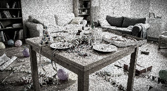 Messy table in room after a party