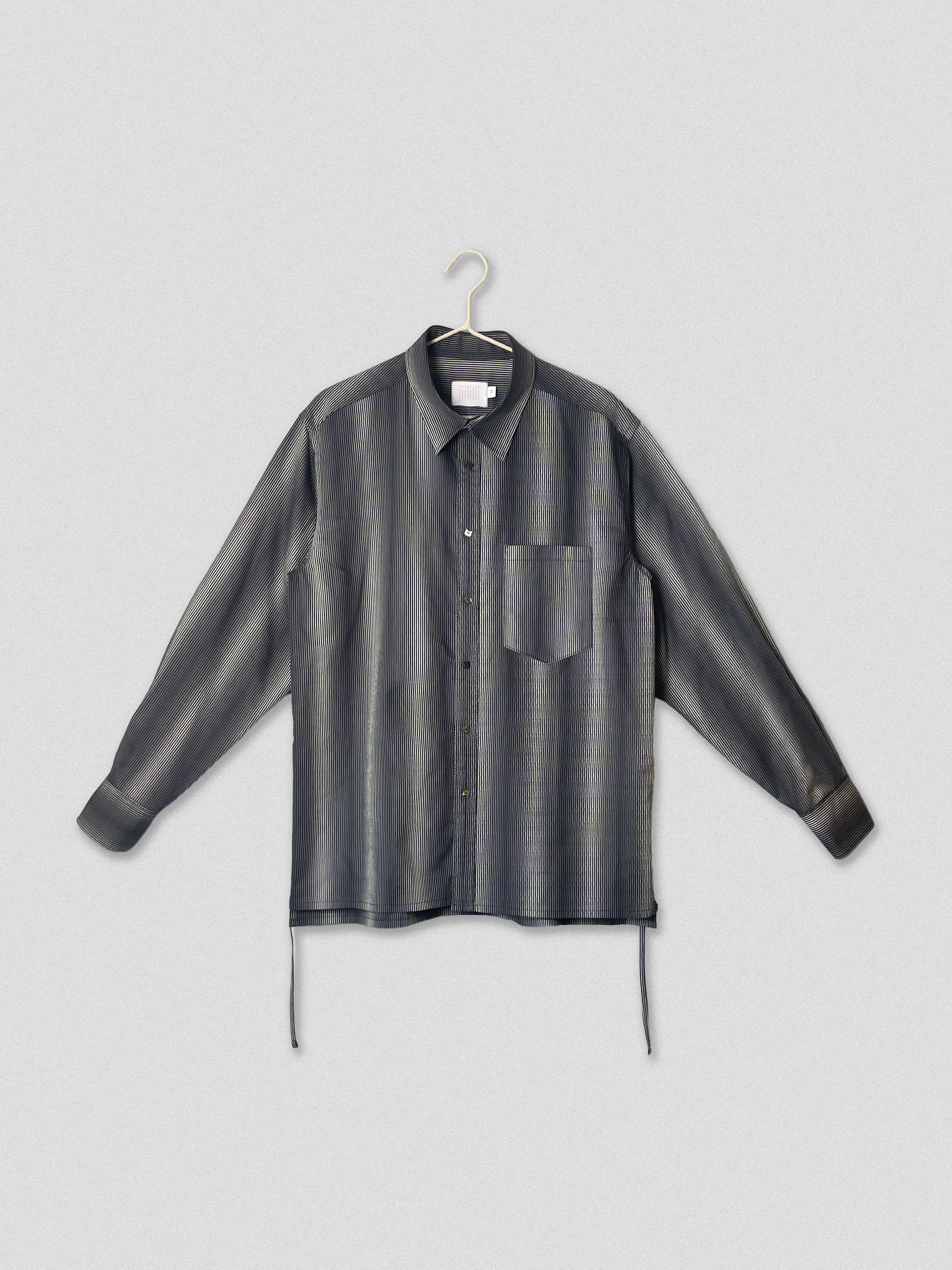 'Midnight Shadow Shirt'純棉抽繩休閒長袖襯衫