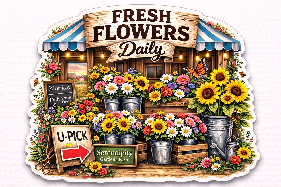 Thumbnail: Family Flowers & Fun Sticker | U Pick Flower Farm Decal | Rustic Farm Family Sti