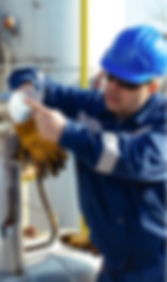 Worker operating a refinery machine