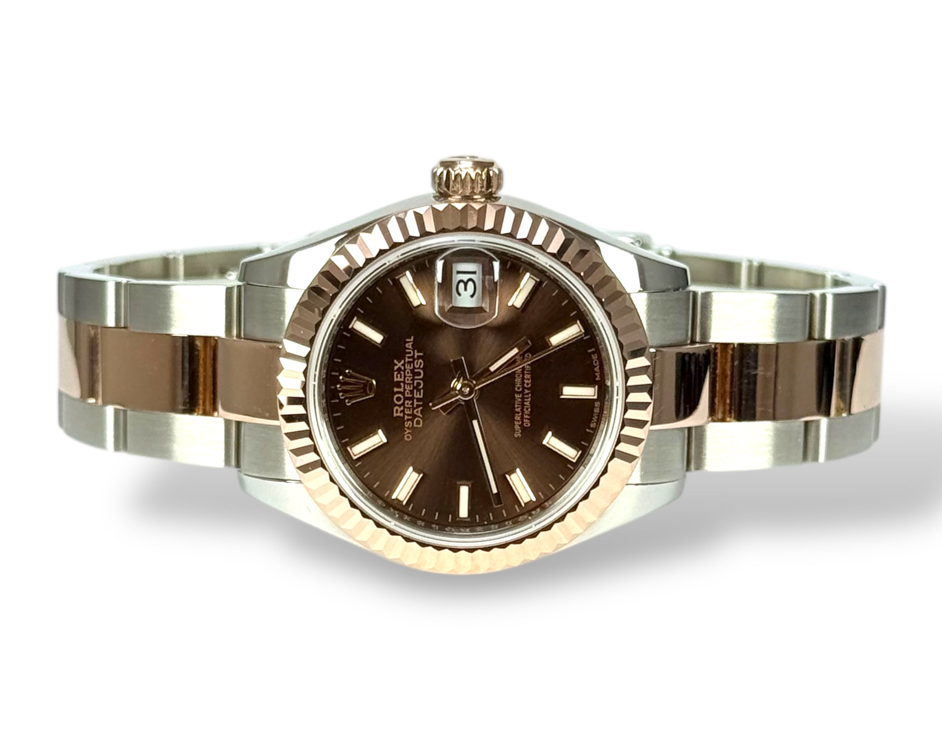 ROLEX Datejust 28, 279171, Steel & Rose, Chocolate Dial, Box & Papers
