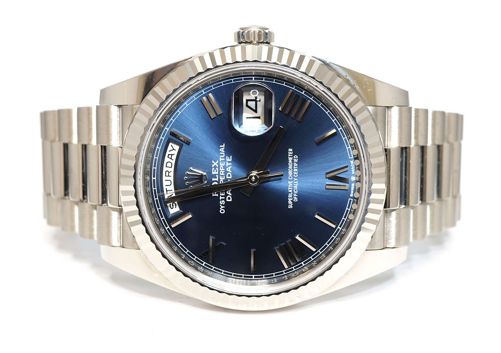 ROLEX 2020 Day-Date 40, 228239, 18ct White Gold, Blue Roman, UNWORN, Box & Paper