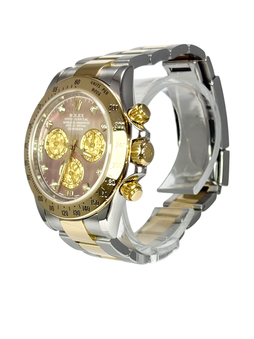 Thumbnail: ROLEX 2009 Daytona, 116523, Steel & Gold, Tahitian Diamond Dot Dial, Box & Paper