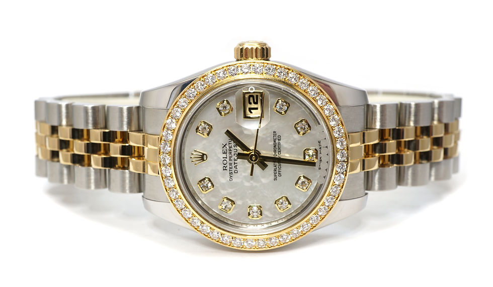 ROLEX 2013 Datejust 26, 179383, MOP Diamond Dial, Diamond Bezel, Box & Papers