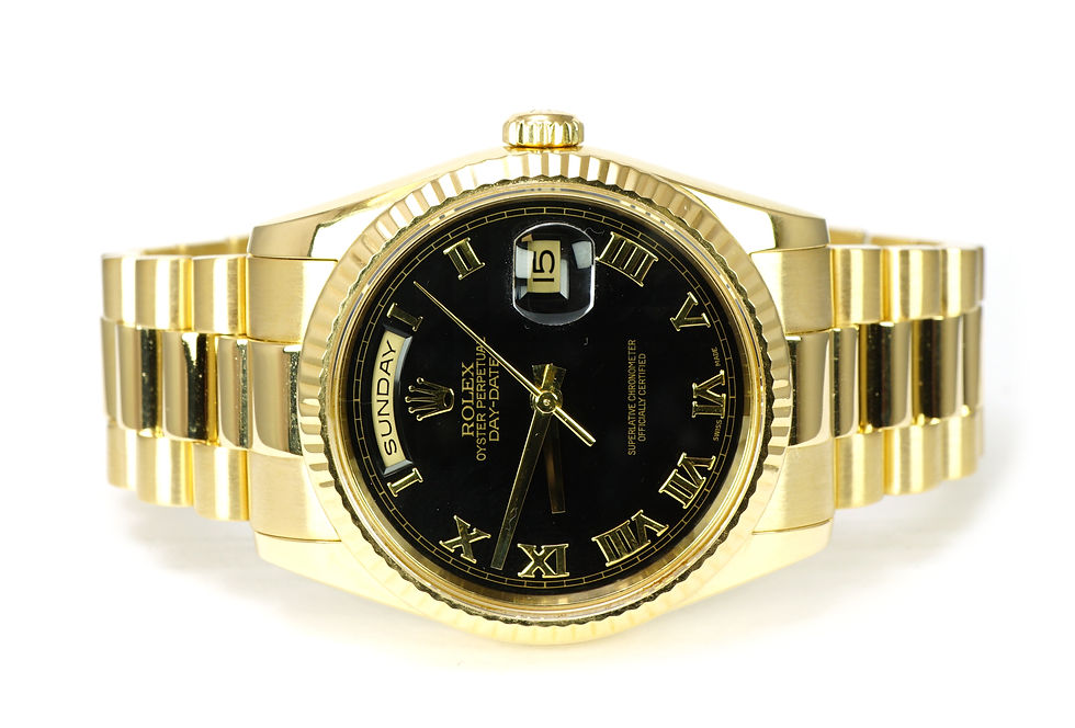 ROLEX 2006 Day-Date 36, 118238, Black Pyramid Dial, Box & Papers