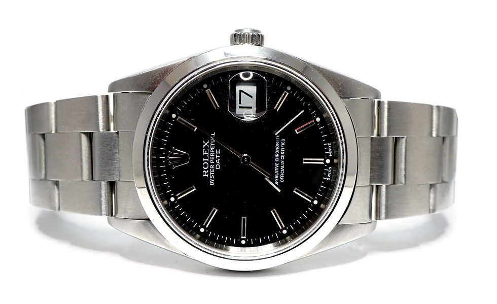 ROLEX 2002 Oyster Perpetual 34, 15200, Black Baton, Box & Papers