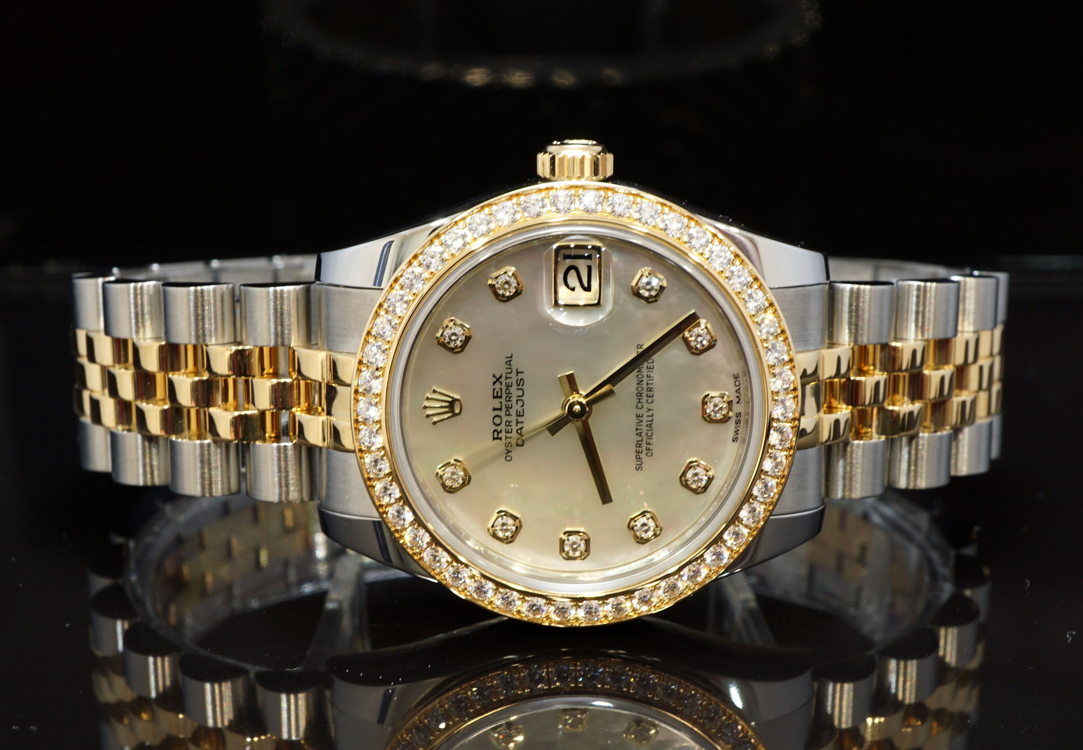 ROLEX 2018 Datejust 31, Diamond Bezel, MOP Diamond Dial, 178383, B&P