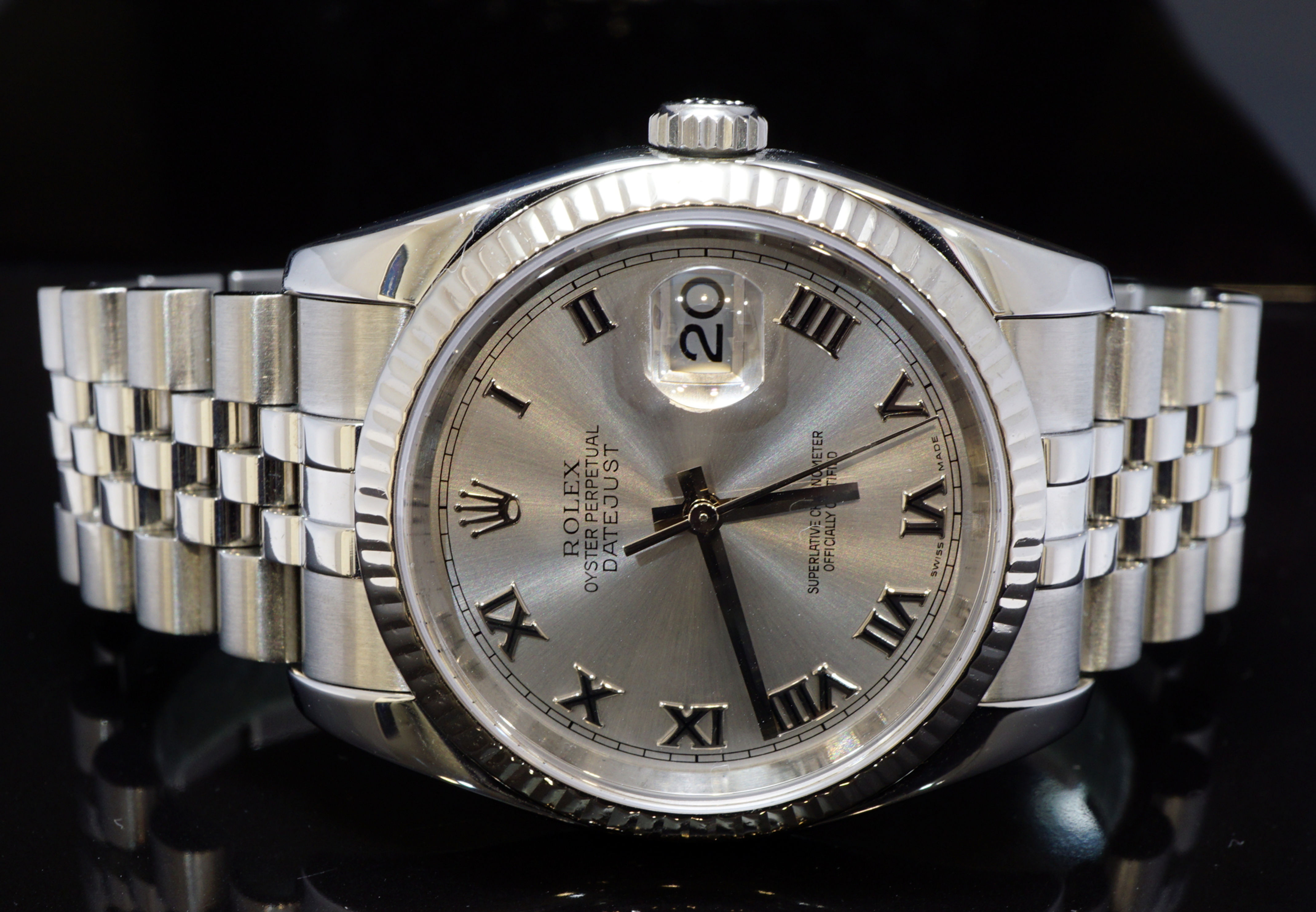 ROLEX 2005 36mm Datejust, Steel, White gold BEzel, 116234, Boxed