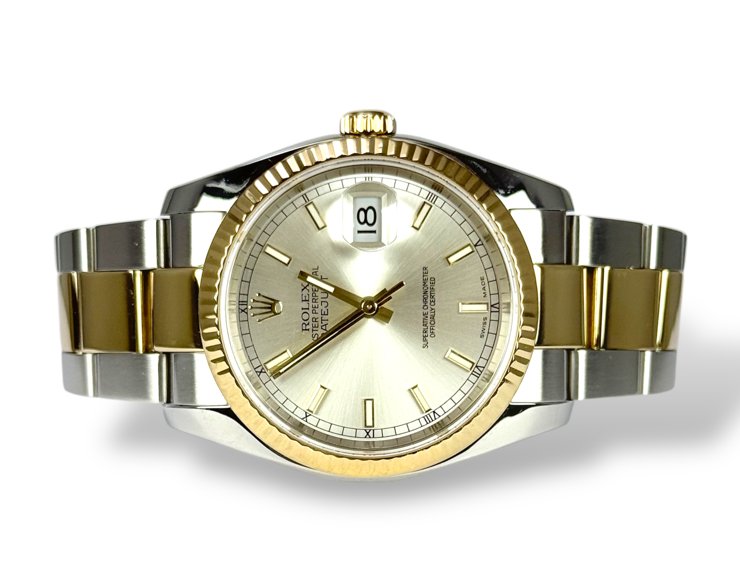 ROLEX 2006 Datejust 36, 116233, Silver Baton, Oyster, 2026 Service, Box & Papers