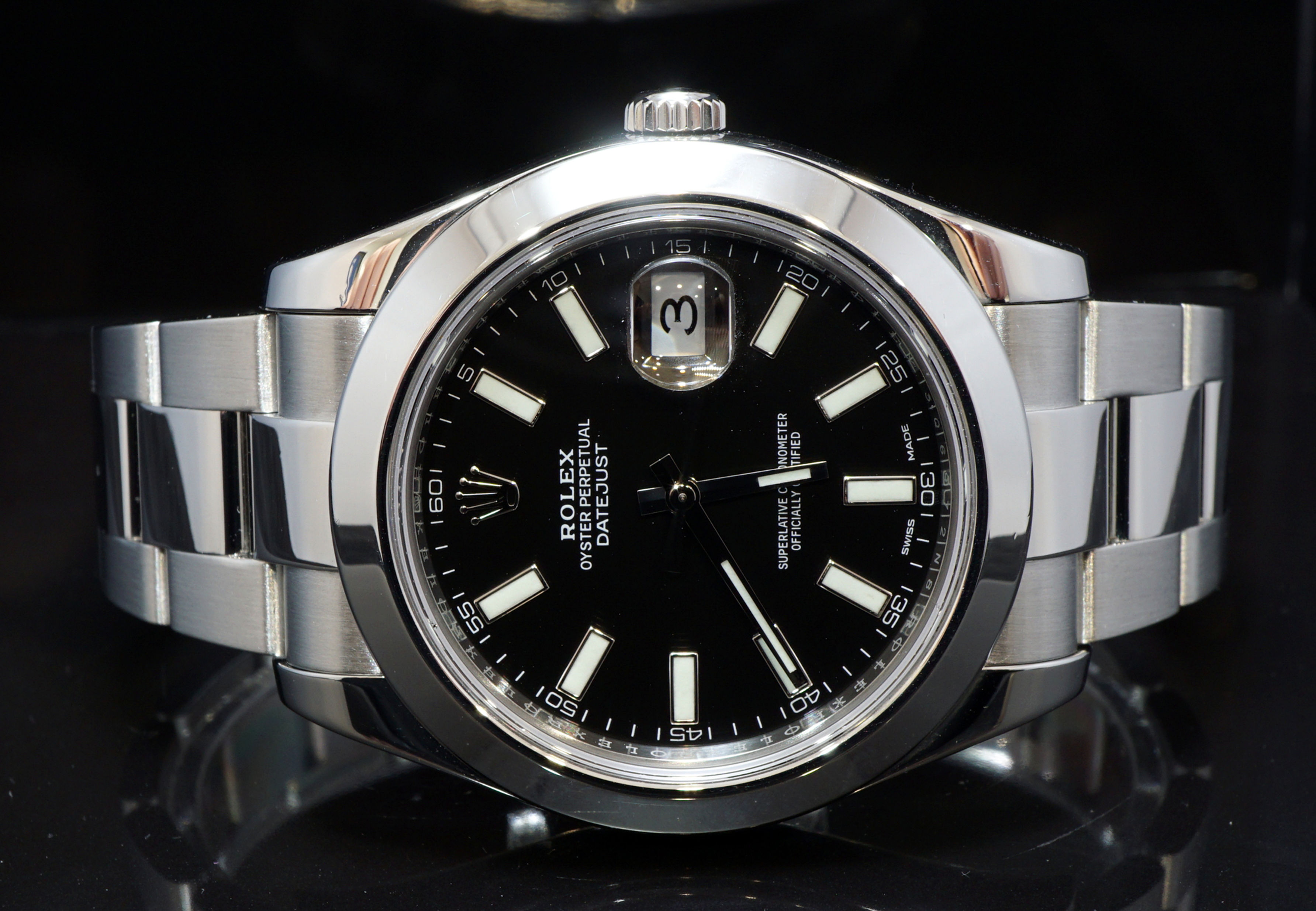 ROLEX 2016 Datejust 2, Steel, 116300, Black Baton, Box & Papers