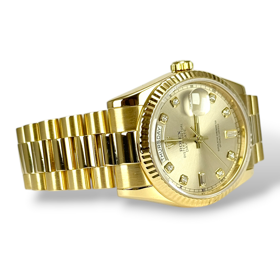 Thumbnail: ROLEX 2012 Day-Date 36, 118238, Champagne Diamond Dot, President, Box & Papers