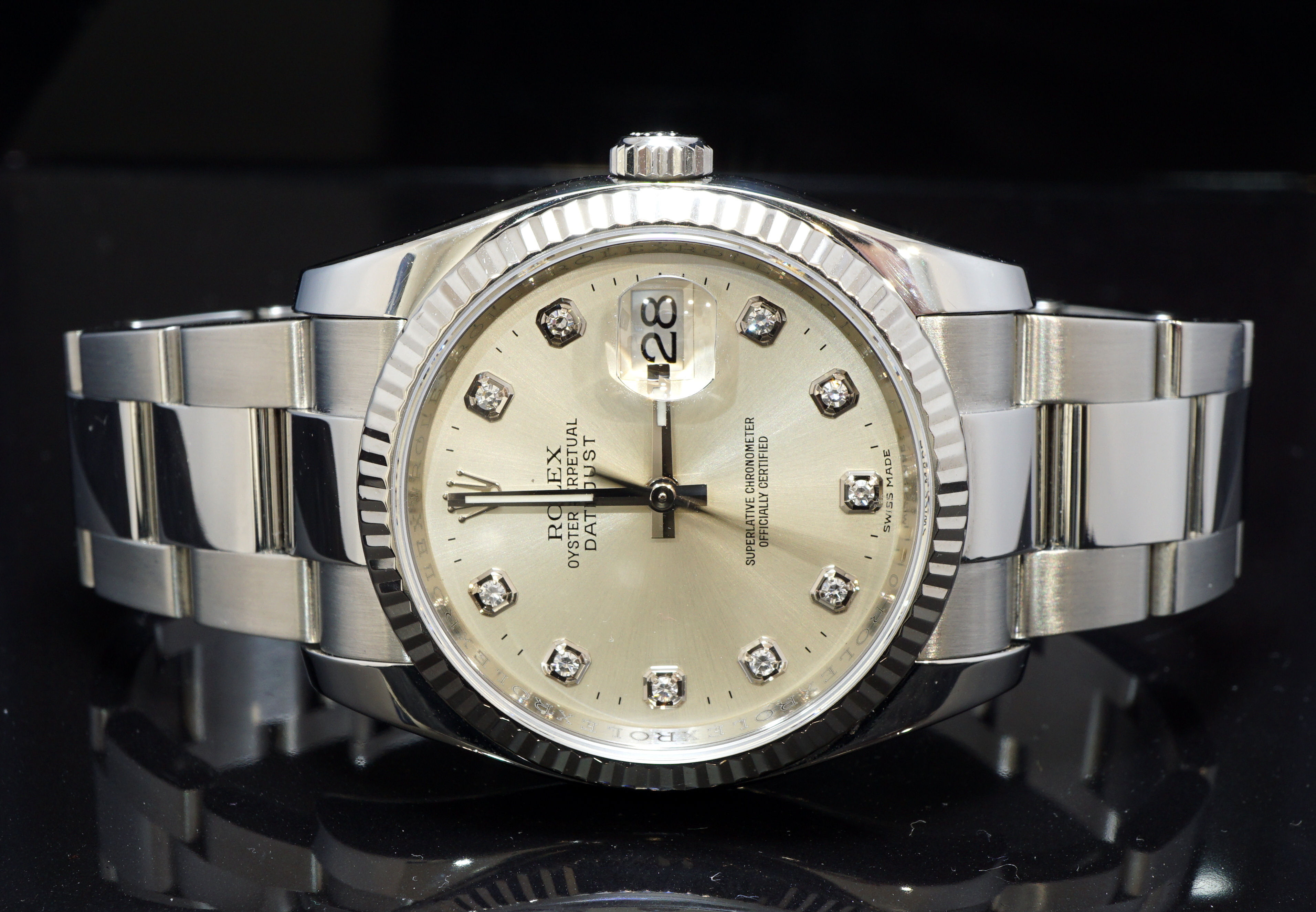 ROLEX 2013 36mm Datejust, Diamond Dot Dial, 116234, Box & Papers
