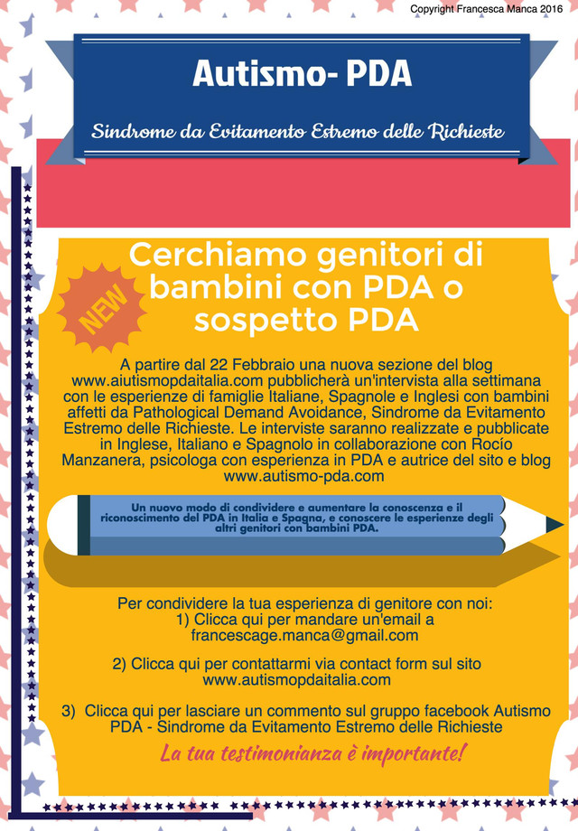 Cerchiamo Genitori di bambini PDA!
