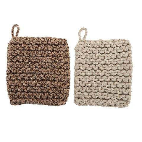 Knit Cotton Trivet Nat | Sid   Siddy