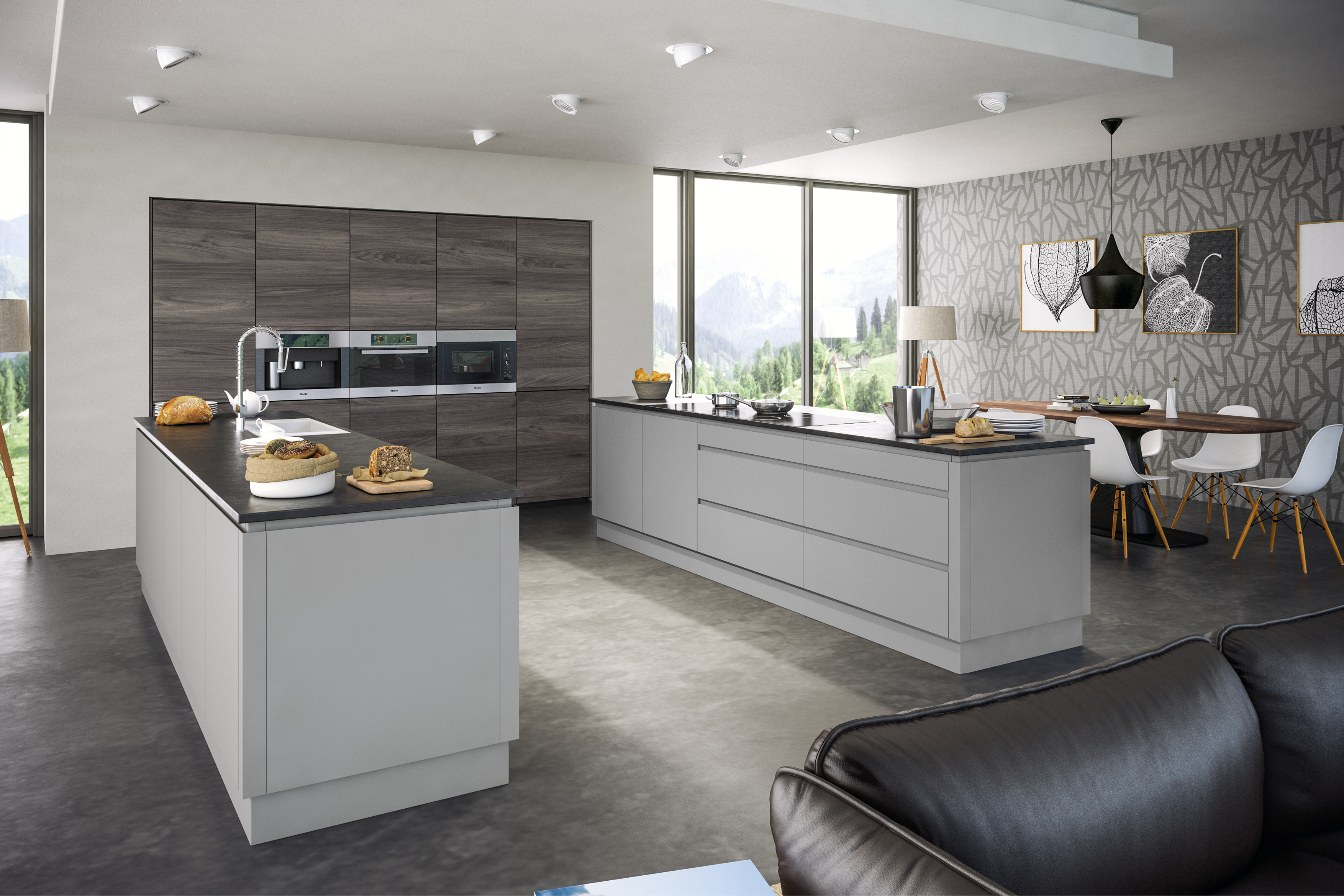 Rothwell Supermatt Light Grey Malton Lava Elm Kitchen