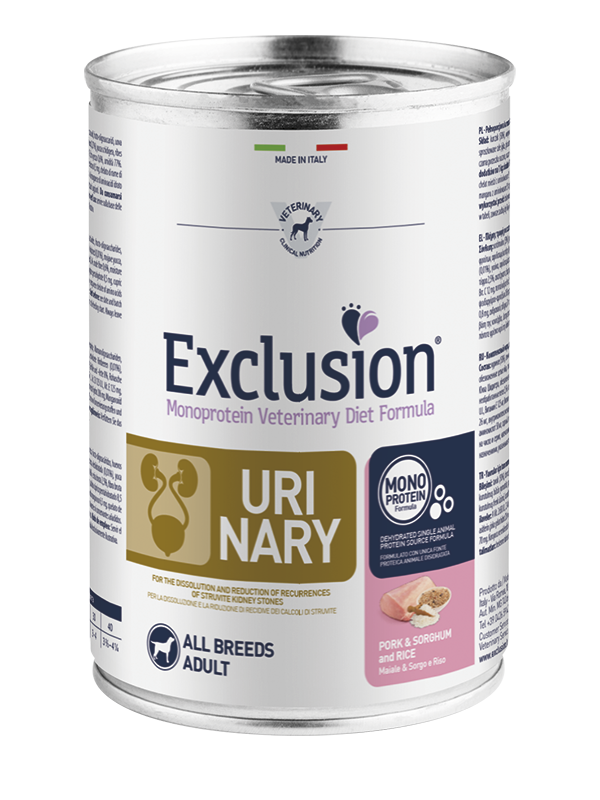 Exclusion Vet Urinary All Breeds Maiale/Sorgo & Riso Gr.400