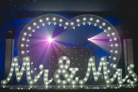 Mr and Mrs Light Up Letter Hire Norfolk