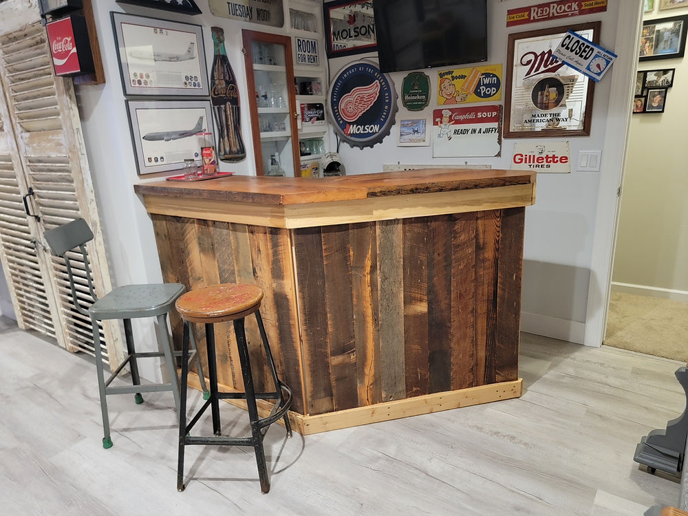 Barnwood Wainscotting and bar top
