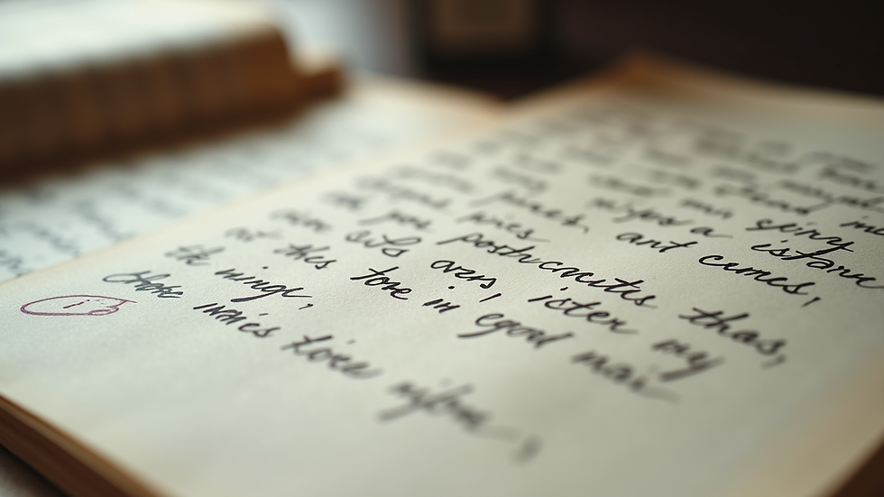 Close-up view of annotated manuscript pages with handwritten notes