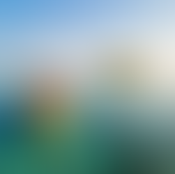 Boat with people in hats on turquoise water near a small island with palm trees under a clear blue sky. Relaxed and tropical mood.