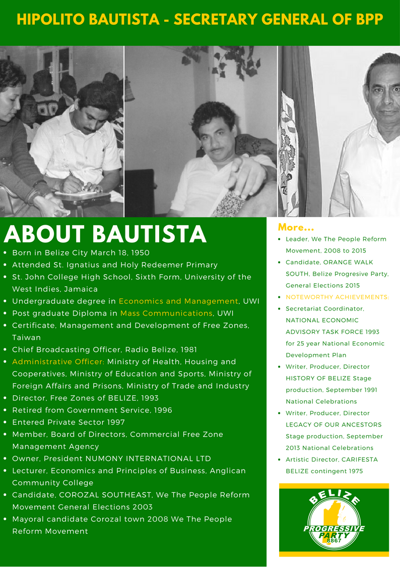 About Hipolito Bautista Secretary General of the Belize Progressive Party