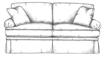 Traditional condo sofa with skirt