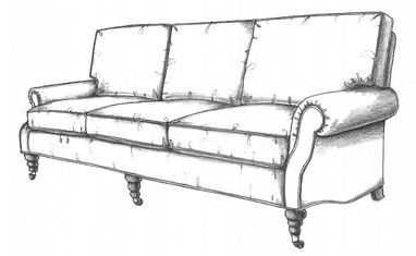 Traditional roll armed sofa with turned legs