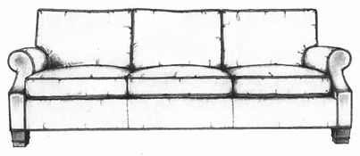 Roll arm sofa with a slope front Pic