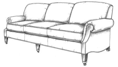 Traditional roll armed sofa with a 3 cushion faux tight back